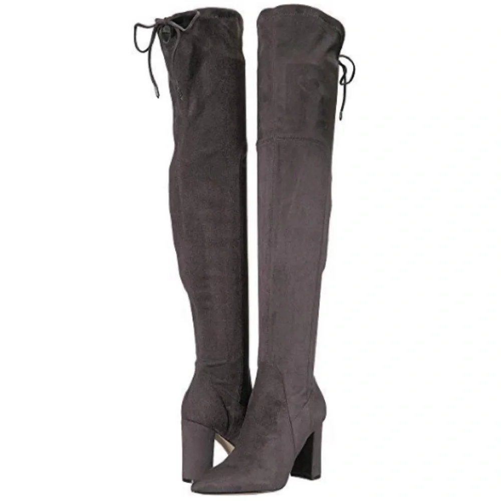 Marc Fisher ULONA OVER THE KNEE FASHION BOOTS pointed toe grey Size 8,5 NWOT